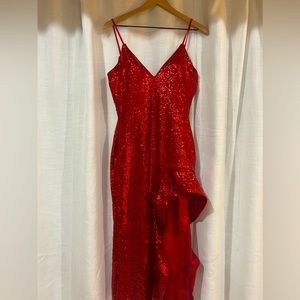 Jovani Red Midi Sequin Dress